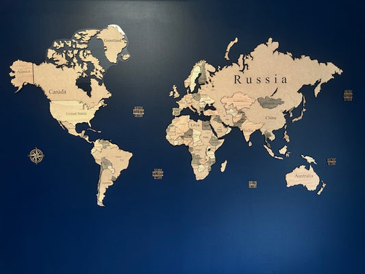 Wooden world map