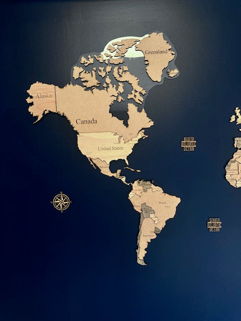 Wooden world map