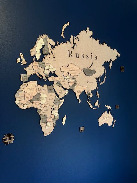 Wooden world map