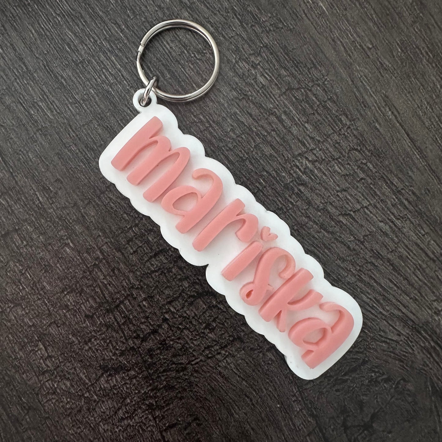 3D Perspex name keyring