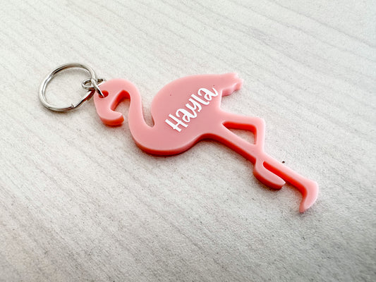 Perspex Flamingo Keyrings