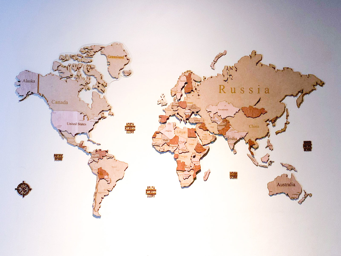 Wooden world map