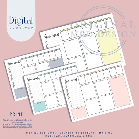 Desk planner digital design