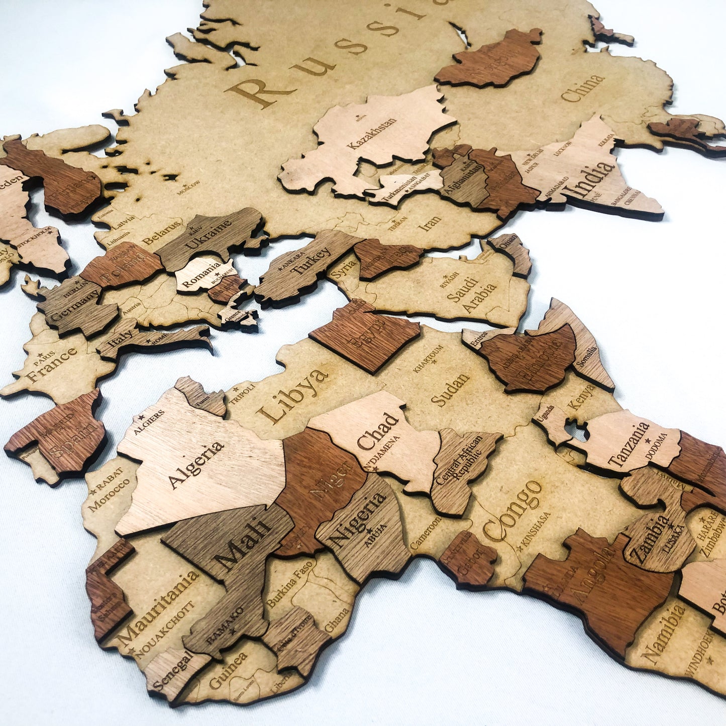 Wooden world map