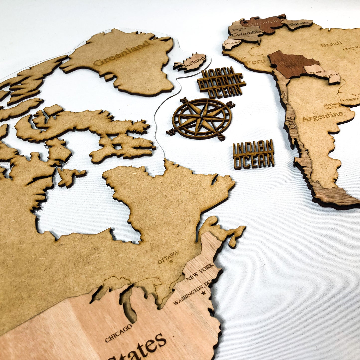 Wooden world map