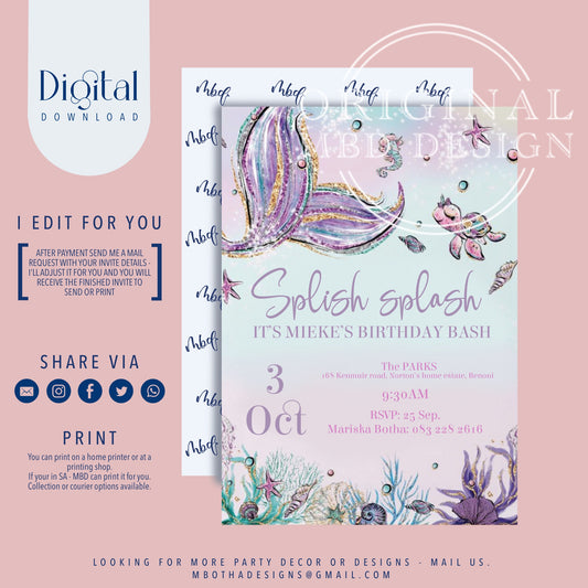 Mermaid digital invite