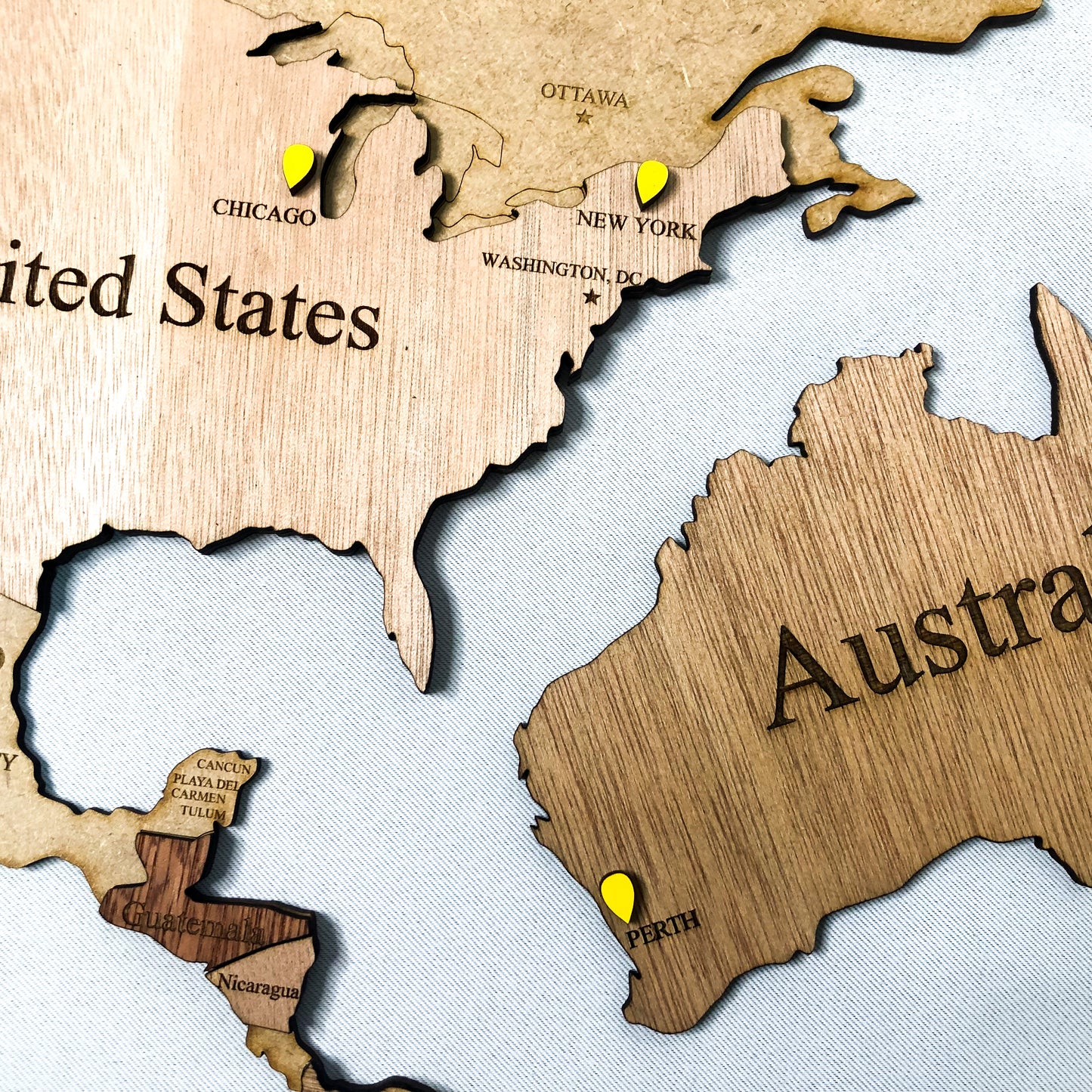 Wooden world map