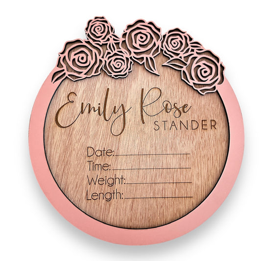 Rose Baby announcement sign