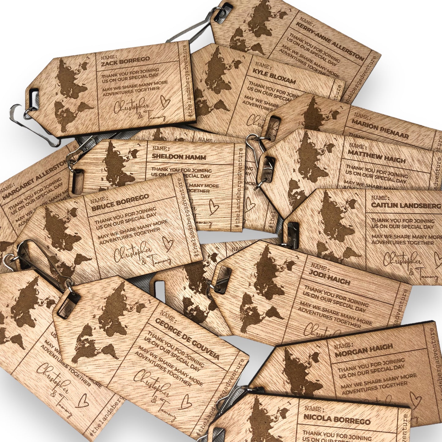 Wooden travel bag tags