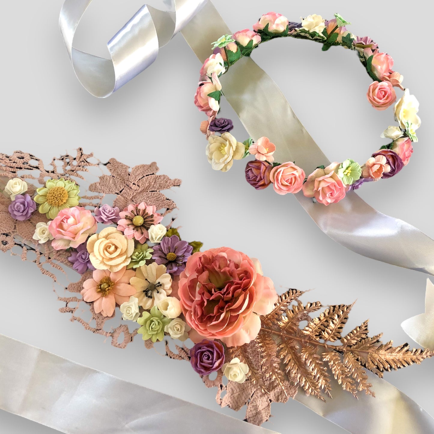 Baby belly bump flower sash