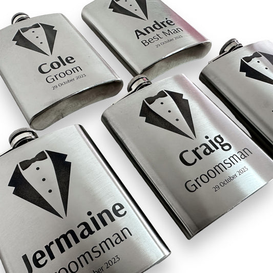 Steel hip flask & custom engraving