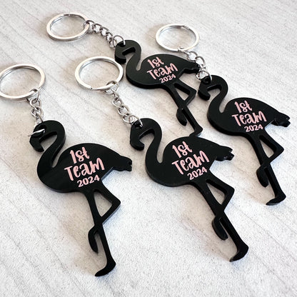 Perspex Flamingo Keyrings