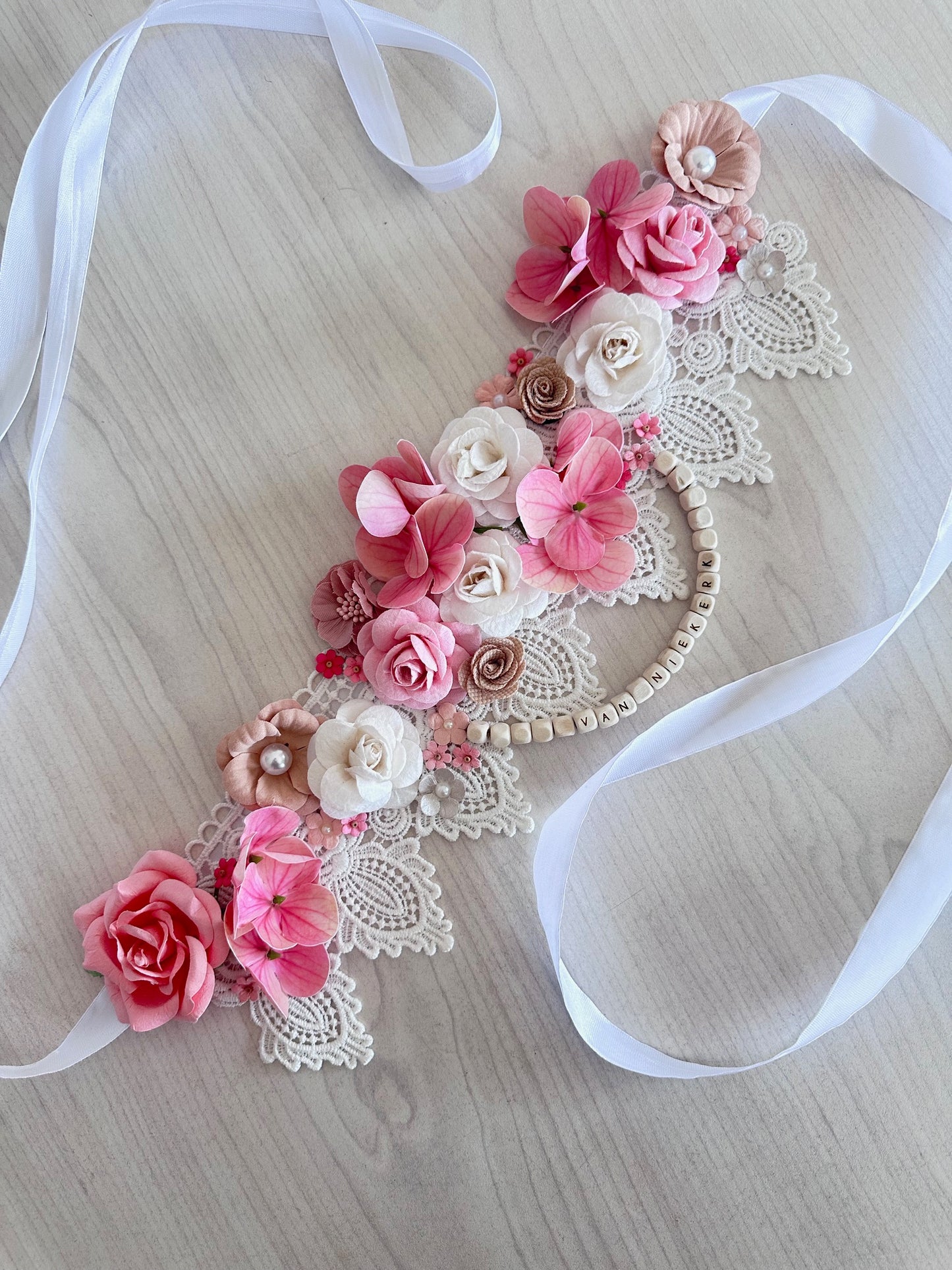 Baby belly bump flower sash