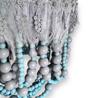 Green and grey beaded chandelier