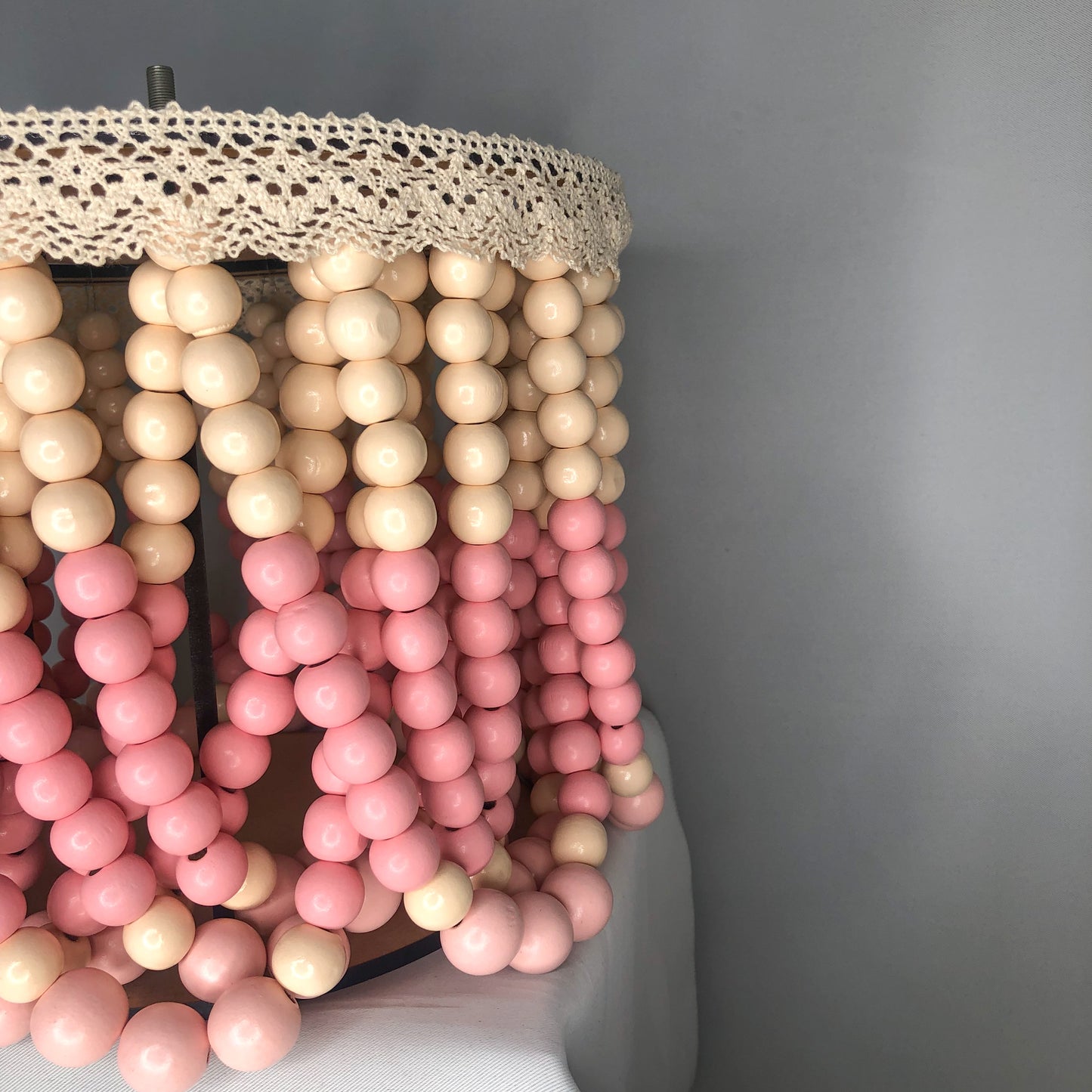 Cream and pink beaded chandelier