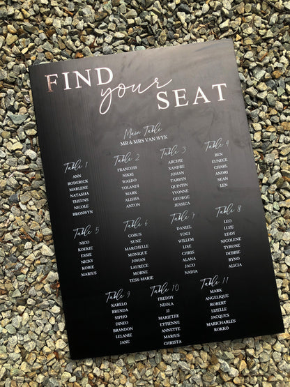 Seating chart / welcome board sign