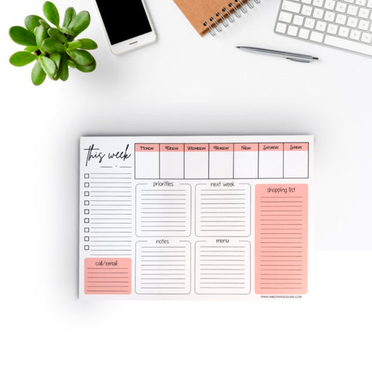 A4 weekly desk planner
